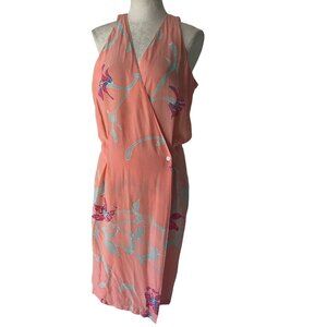 Sarah James Originals Vintage Womens Dress Size Medium Peach Wrap Pure Silk